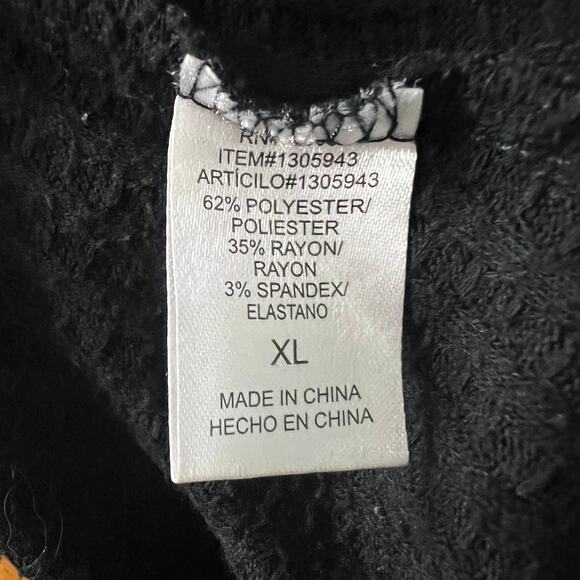 Chaser Waffle Knit Pullover Black Thermal Tunic Sweater Size XL - Picture 7 of 9